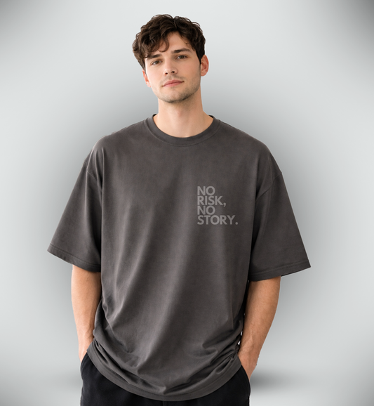 Men's 'NO RISK NO STORY' Graphic Drop Shoulder