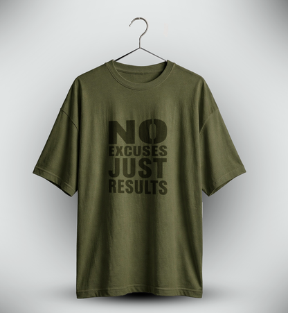 Men's 'NO EXCUSES JUST RESULTS' Graphic Drop Shoulder