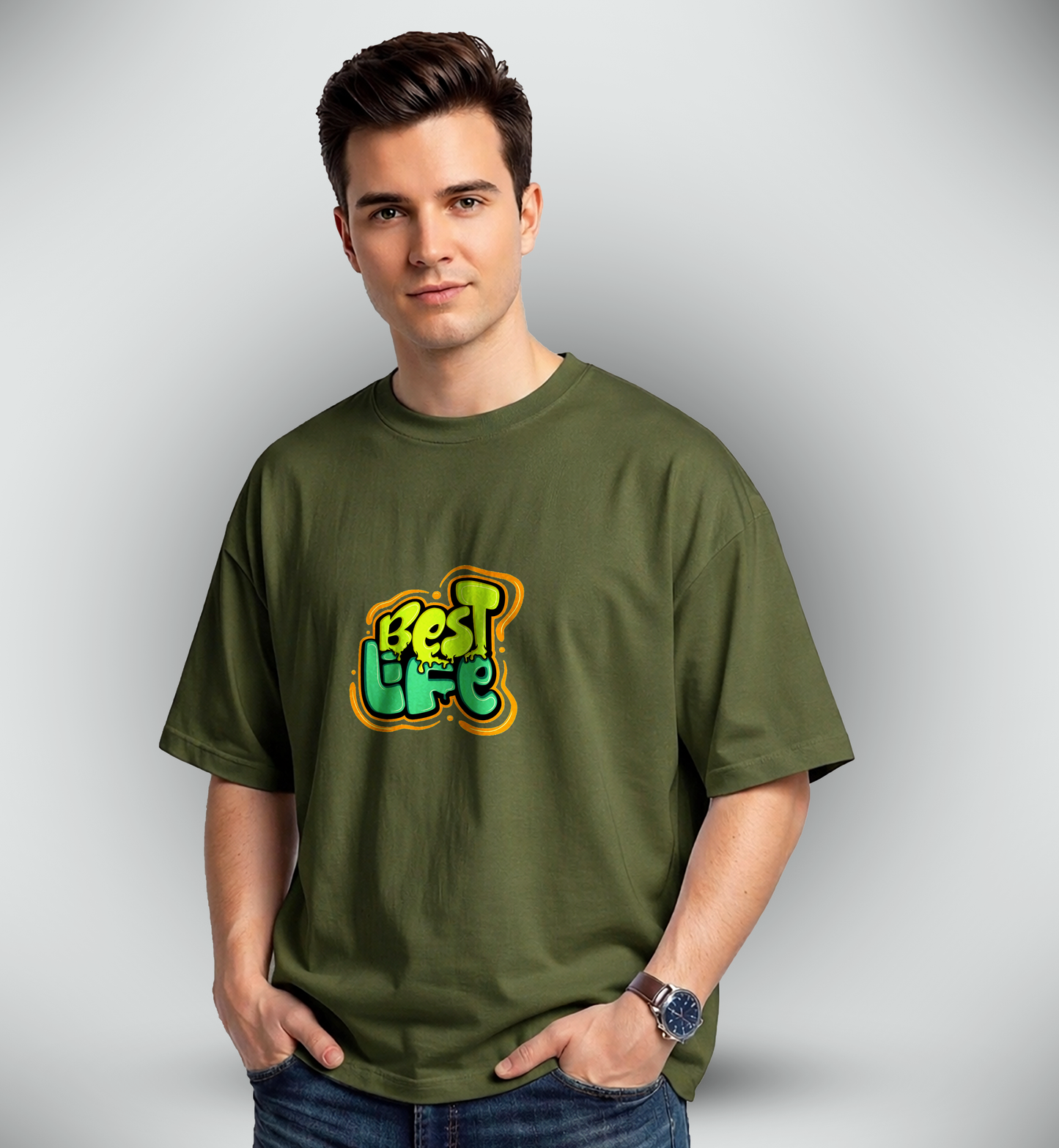 Men's 'BEST LIFE' Graphic Drop Shoulder