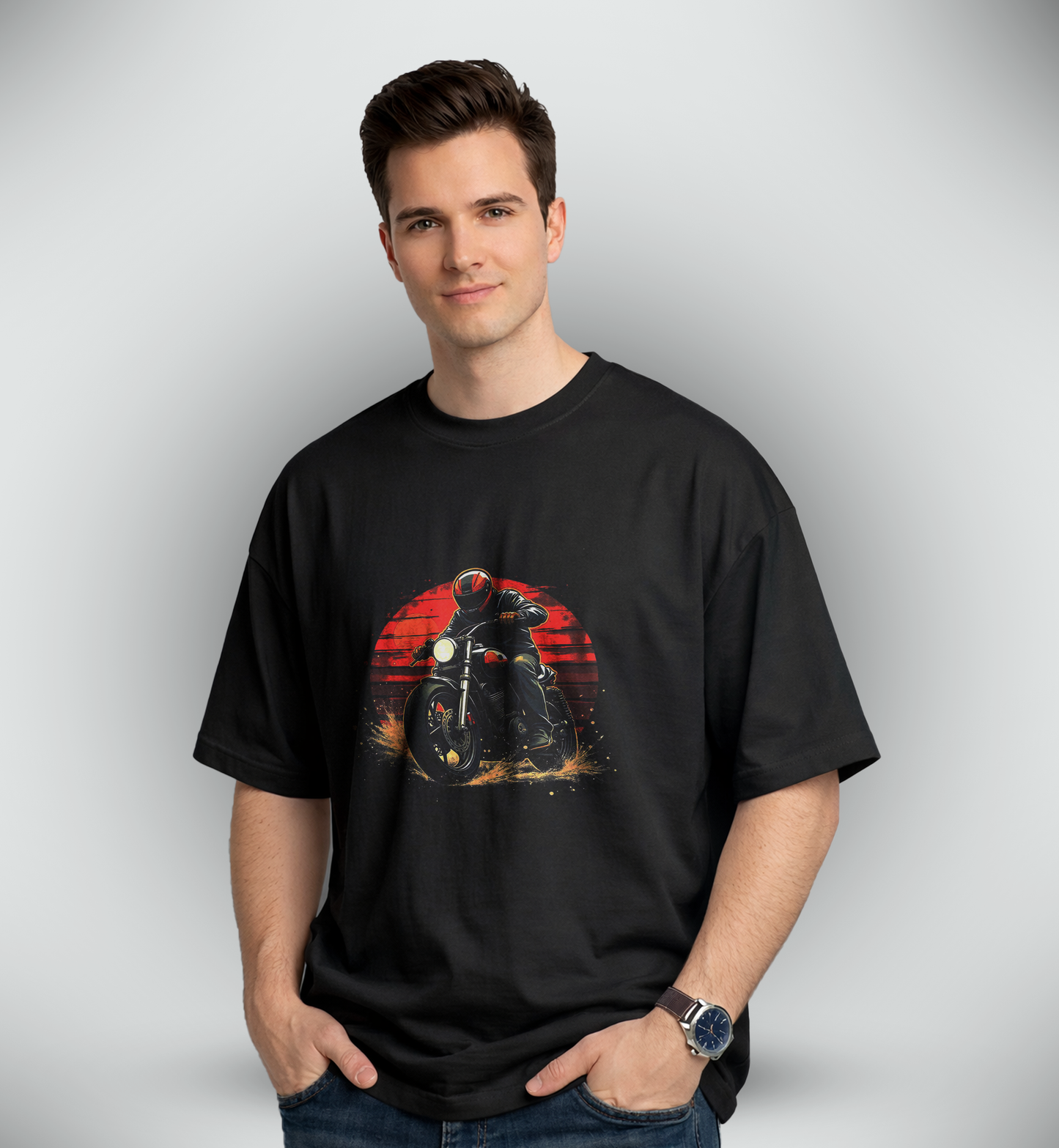 Men's 'BIKER BOY' Graphic Drop Shoulder