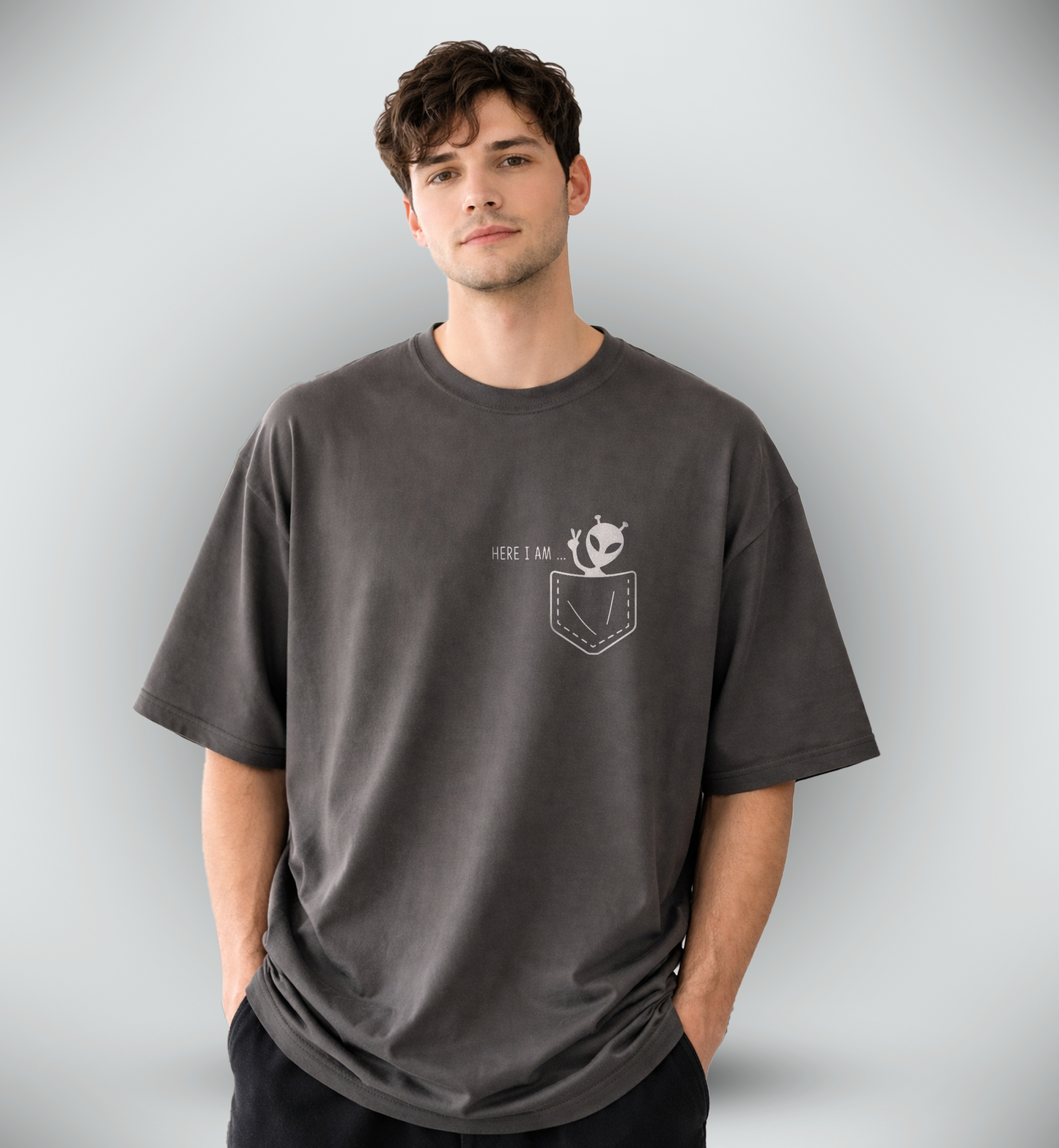 Men's 'HERE I AM' Graphic Drop Shoulder