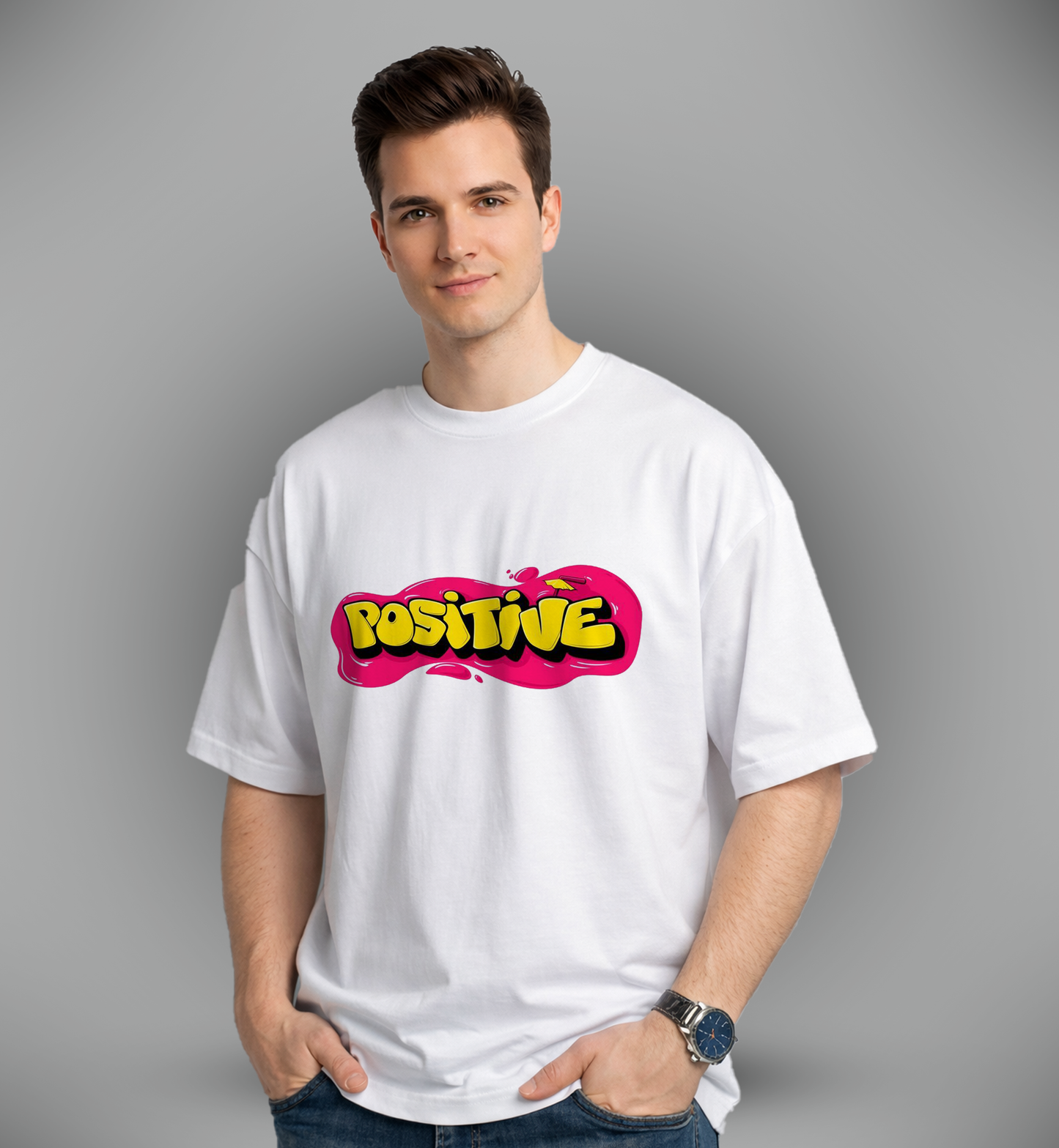 Men's 'POSITIVE' Graphic Drop Shoulder
