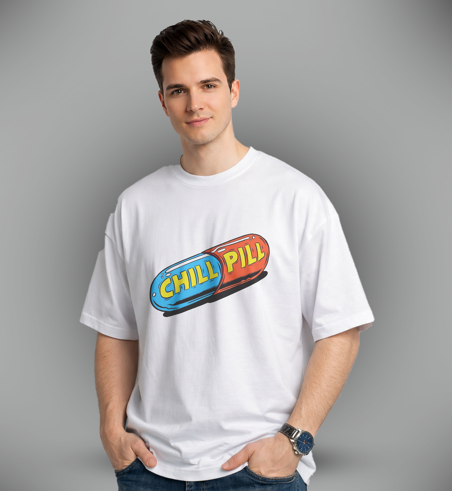 Men's 'CHILL PILL' Graphic Drop Shoulder
