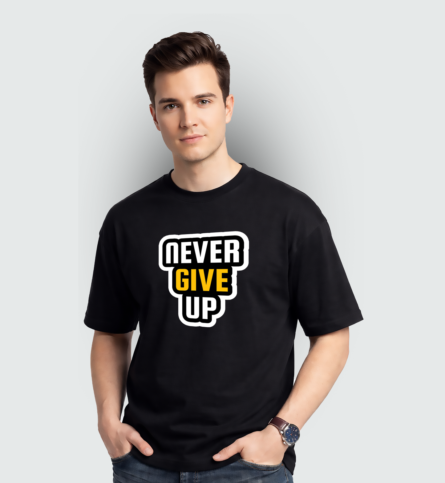Men's 'NEVER GIVE UP' Graphic T-Shirt
