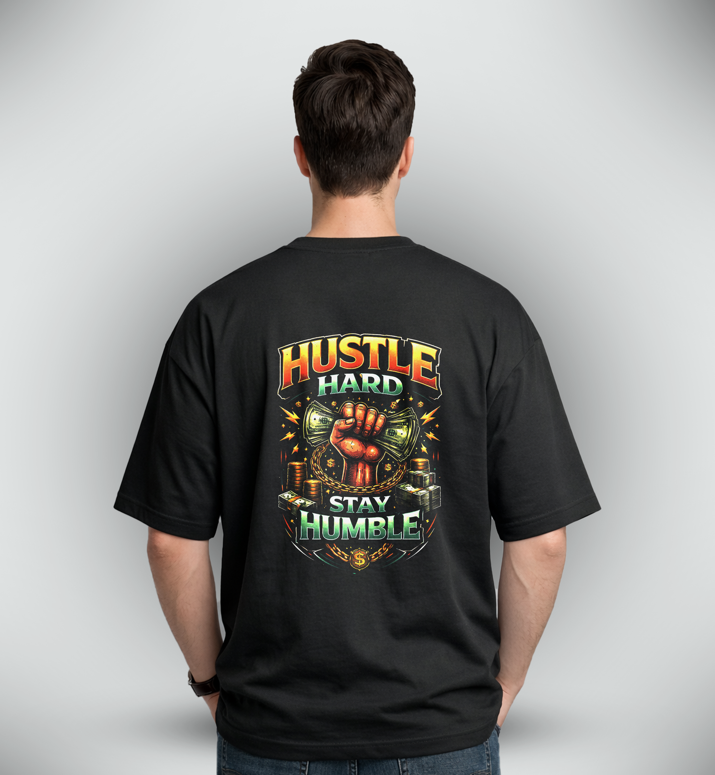 Men's 'HUSTLE' Graphic Drop Shoulder