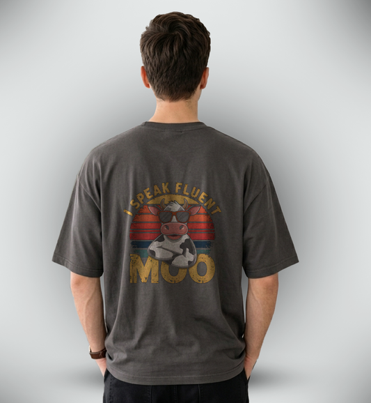 Men's 'MOOOO' Graphic Drop Shoulder