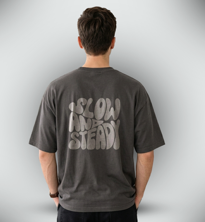 Men's 'SLOW AND STEADY' Graphic Drop Shoulder
