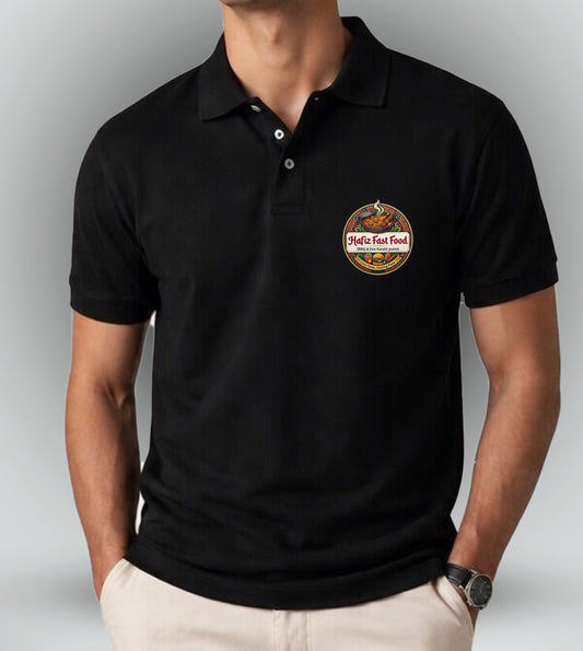 Men's 'HAFIZ FAST FOOD' Graphic Polo T-Shirt