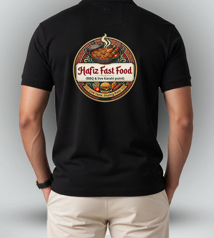 Men's 'HAFIZ FAST FOOD' Graphic Polo T-Shirt