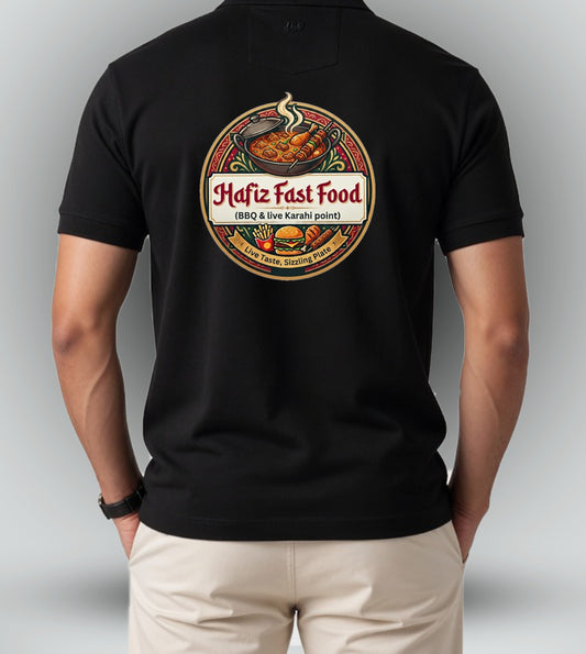 Men's 'HAFIZ FAST FOOD' Graphic Polo T-Shirt